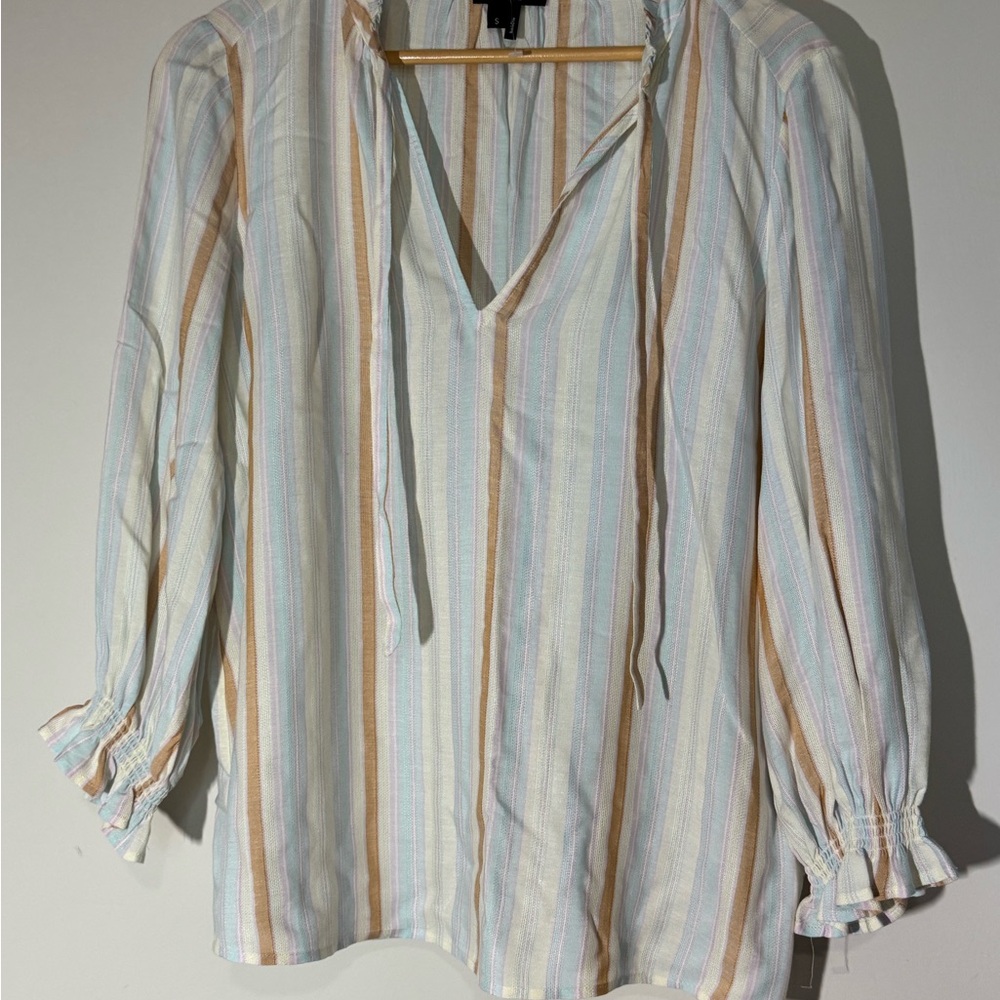 PAIGE Erenne Afternoon Glow Multi Pastel Stripe Blouse - Picture 3 of 7